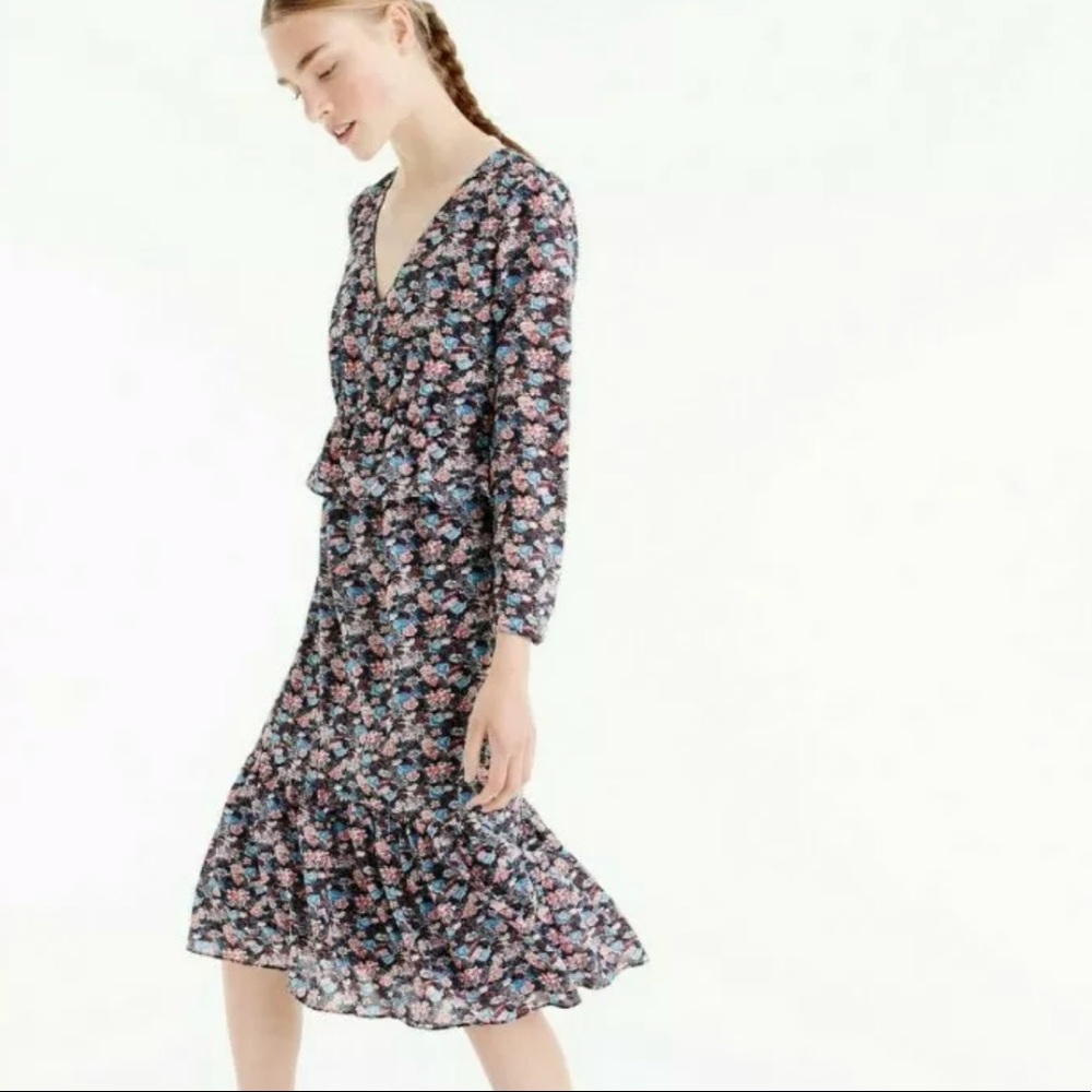 NWOT J.Crew Ruffle Hem Dress in Paisley Floral